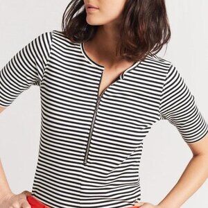 ✨ Leighton Striped Half Zip Tee | Current/Elliott